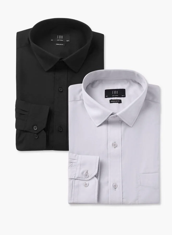 Splash FAV Men Regular Fit Collared Long Sleeves Shirt - Set of 2